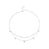925 Sterling Silver Plated White Gold Moissanite Necklace 400+50mm for Women