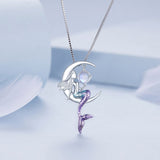 925 Sterling Silver 29x18mm Moonstone Pendant Necklace with Enamel Process