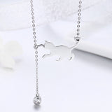 925 Sterling Silver Necklace 38-45cm with 1.4*2.5cm Pendant for Women