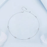 925 Sterling Silver Adjustable Necklace with White Gold Plating