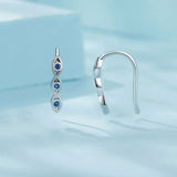 925 Sterling Silver CZ Pavé Earrings 13*2mm for Women