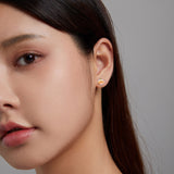 925 Sterling Silver Earrings with Enamel Finish in Gold Plating - 0.8*0.9cm for Women