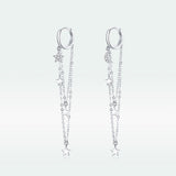 925 Sterling Silver Earrings with Plated Platinum and Pavé Setting CZ, Size 6.5cm