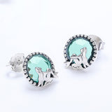 S925 Oxidized Silver Transparent Glass Earrings for Women