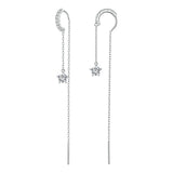 925 Sterling Silver Earrings with Pavé Setting CZ, 76*6mm