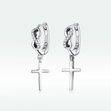 925 Sterling Silver Earrings with Pavé Setting CZ in Oxidized Finish