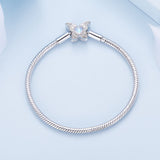 925 Sterling Silver Moonstone Bracelet 17.0 cm Pavé Setting for Women