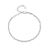 925 Sterling Silver Platinum Plated Bracelet 160+50mm for Women