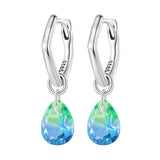 S925 Sterling Silver Oxidized Earrings with Transparent Glass & Main Stone for Women