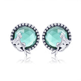 S925 Oxidized Silver Transparent Glass Earrings for Women