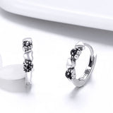 925 Sterling Silver Earrings with Pavé Setting CZ, 1.1*0.3cm