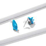 925 Sterling Silver Oxidized Enamel Earrings for Women - 1.3x0.5cm
