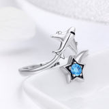 S925 Sterling Silver Star and Airplane Ring Set for Women