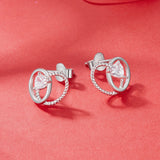 925 Sterling Silver White Gold Plated Pavé Setting CZ Earrings