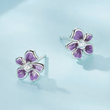 S925 Sterling Silver Plated Platinum Enamel Earrings for Women