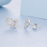 925 Sterling Silver Earrings with Pavé Setting CZ in White Gold