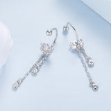 925 Sterling Silver Earrings with Pavé CZ in White Gold Plating - 3.1 x 0.7 cm for Women