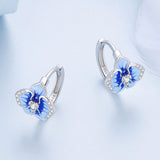 925 Sterling Silver Earrings with Enamel and Pavé Setting, 10mm for Women