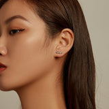 925 Sterling Silver Earrings with Pavé Setting and Plated Platinum, Size: 0.5*1.3cm, Women