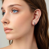 925 Sterling Silver Earrings with Pavé Setting CZ in Oxidized Finish for Women