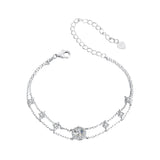 925 Sterling Silver 5.0mm Moissanite Bracelet with CZ and White Gold Plating for Women