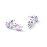 925 Sterling Silver Earrings with Translucent Opal and CZ for Women