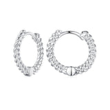 925 Sterling Silver Earrings Size 14*1.5mm Plated Platinum for Women