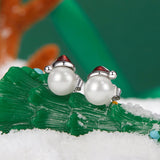 925 Sterling Silver White Gold Plated Enamel Earrings with Shell Pearl for Women