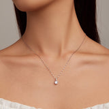 925 Sterling Silver Necklace with Pavé Setting CZ - Adjustable Length, Platinum Plated - Women's Jewelry