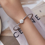 925 Sterling Silver Bracelet with Pavé Setting CZ, 17cm for Women
