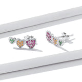 925 Sterling Silver Earrings with Pavé Setting and Plated Platinum, Size: 0.5*1.3cm, Women