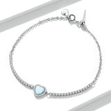 925 Sterling Silver Adjustable Bracelet with Translucent Opal and CZ for Women