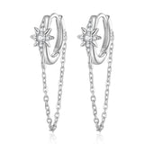 925 Sterling Silver Earrings with Pavé Setting and Platinum Plating, 2.7 x 0.6 cm for Women
