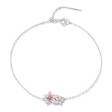 S925 Sterling Silver Adjustable Flower Bracelet for Women