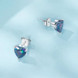 925 Sterling Silver Earrings 7mm Width with Transparent Glass for Women