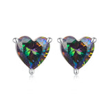 925 Sterling Silver Earrings 7mm Width with Transparent Glass for Women