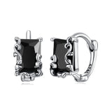 925 Sterling Silver Earrings with CZ and Oxidized Finish for Women