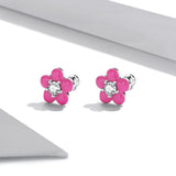 S925 Sterling Silver CZ Pavé Enamel Oxidized Earrings