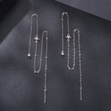 925 Sterling Silver Plated White Gold Moissanite Earrings 7cm for Women