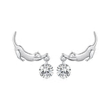 925 Sterling Silver White Gold Plated CZ Earrings 1.6x1.7cm for Women