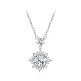 925 Sterling Silver Moissanite Necklace with Pavé Setting in Platinum, 450mm, for Women