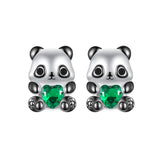 925 Sterling Silver Earrings with Pavé Setting CZ in White and Black Gold