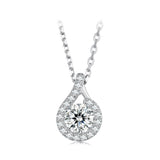925 Sterling Silver Moissanite Necklace with CZ, 400mm Length, 15x10mm Pendant for Women