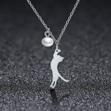 925 Sterling Silver 0.6 Carat Pearl Necklace for Women