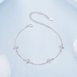925 Sterling Silver White Gold Plated Adjustable CZ Bracelet for Women