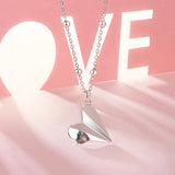 925 Sterling Silver Necklace with Transparent Glass, 18x15mm Pendant for Women