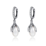 925 Sterling Silver Oxidized Silver Freshwater Pearl Earrings