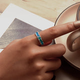 925 Sterling Silver Enamel White Gold Plated 5mm Ring