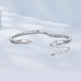 925 Sterling Silver Plated Platinum 140mm Chain Thickness 3mm Bracelet for Women
