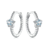 925 Sterling Silver Earrings with CZ and White Gold Plating, 1.3cm for Women